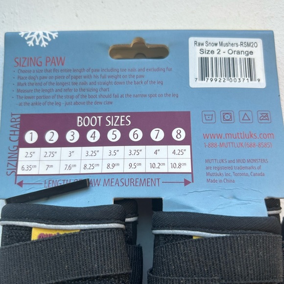 Muttluks Snow Mushers dog booties black/orange size 2 - Picture 5 of 5